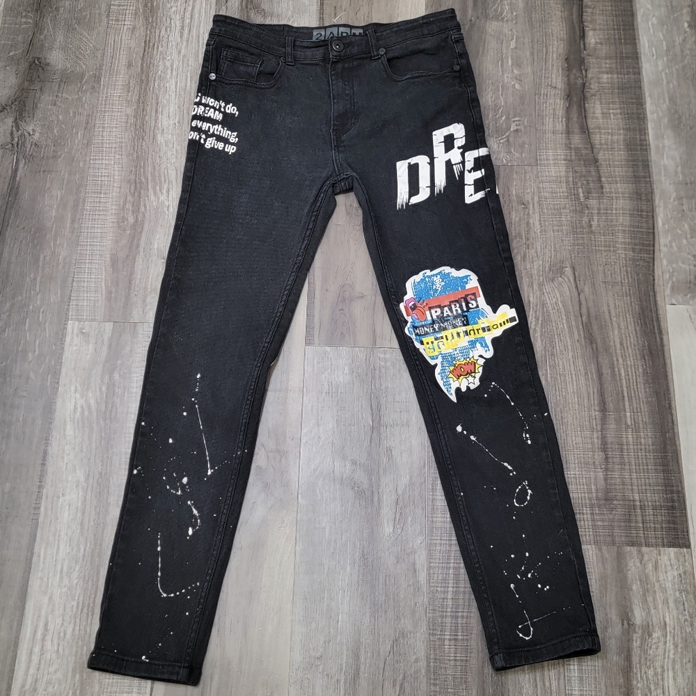 2APM Men's Jeans Paris Art Street Wear Paint Splat 32x32